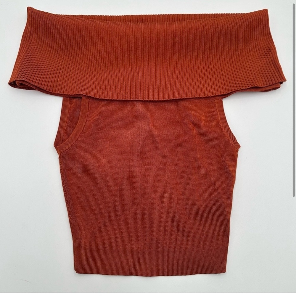 Good American Off-The-Shoulder Crop Top GSK0124 REDCLAY001